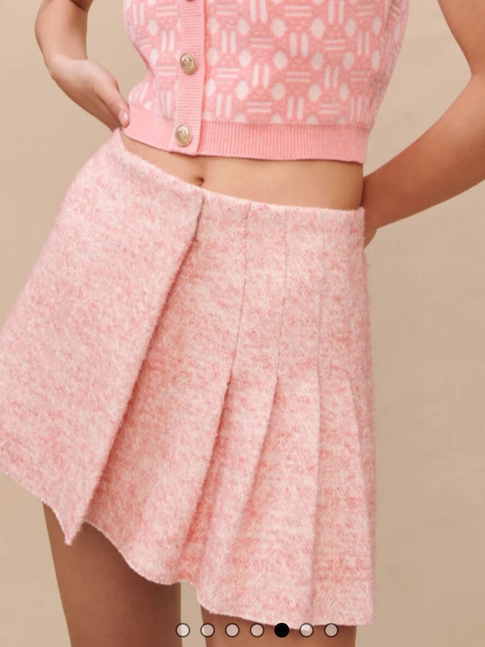 NWT Maje Pink Textured Pleated Mini Skirt $325 retail
